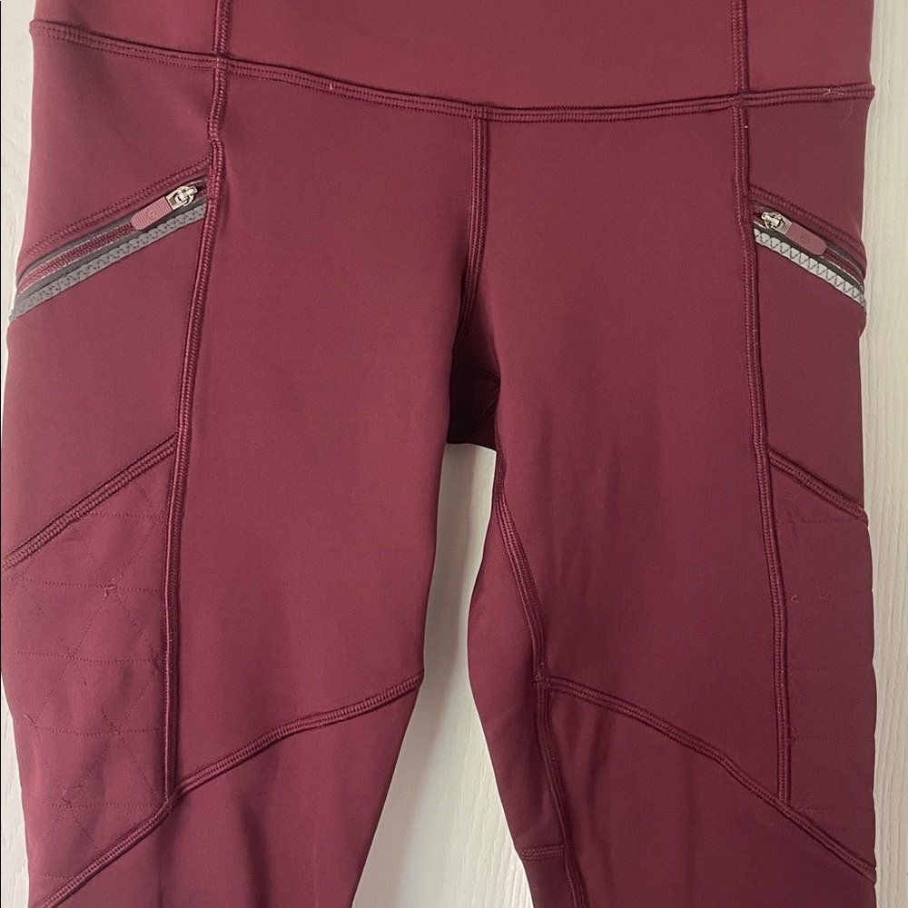 Lululemon Toasty Tech Fleece Tights II Leggings Burgundy Size 4 - Picture 7 of 15